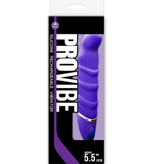 Фиолетовый перезаряжаемый вибратор с ребрышками PROVIBE - 14 см.
