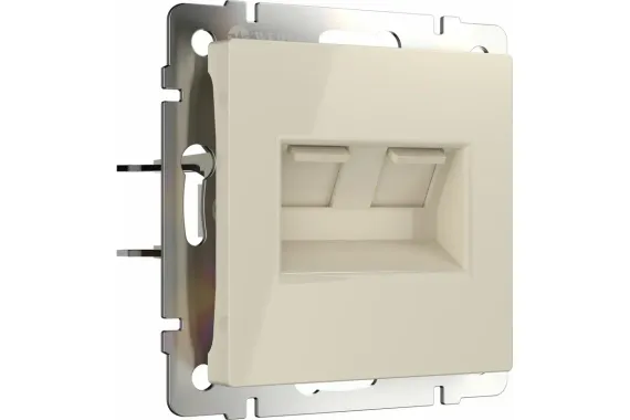 Розетка RJ45 Werkel двойная слоновая кость 27126
