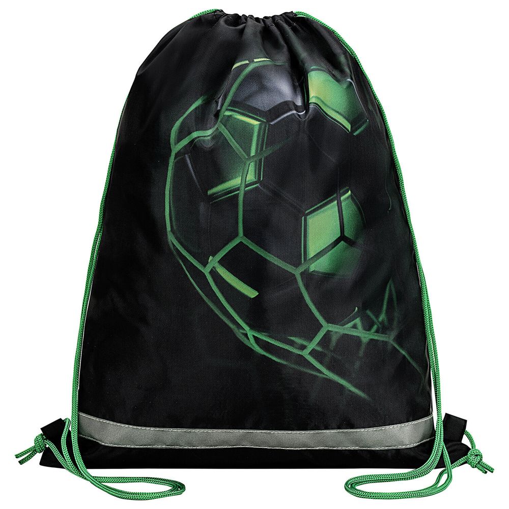 Мешок для обуви BRAUBERG KIDS, с петлей, светоотражающая полоса, 46х36 см, Green ball, 272393