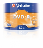 Оптический диск Verbatim DVD-R 4.7GB 16X AZO Matt Silver, Bulk, 50 шт