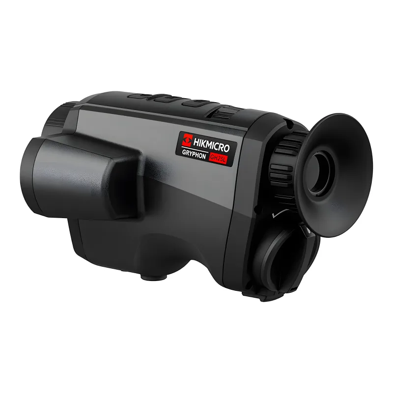 Тепловизионный монокуляр Hikmicro GRYPHON GH25L 384х288, D25мм, WiFi - вид со стороны окуляра и логотипа