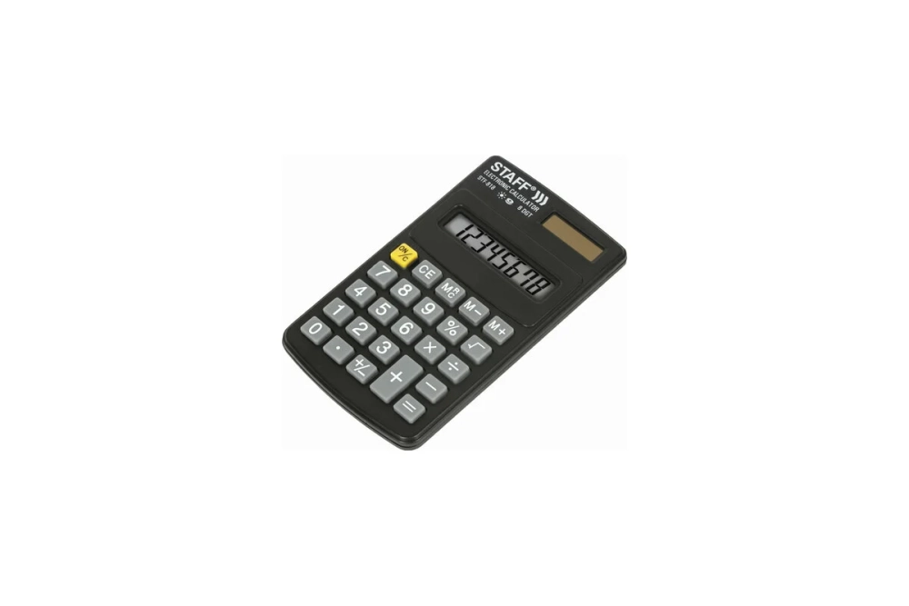 Карманный калькулятор STAFF STF-818 102х62мм, 8 разрядов, двойное питание, 250142