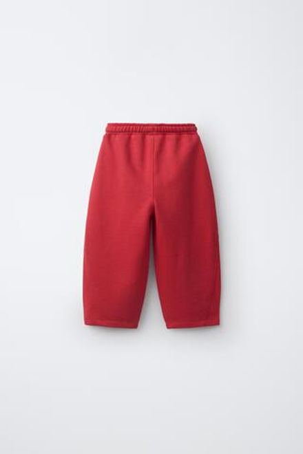 ZARA БРЮКИ-ДЖОГГЕРЫ ИЗ МЯГКОЙ ТКАНИ С НАШИВКОЙ, КРАСНЫЙ