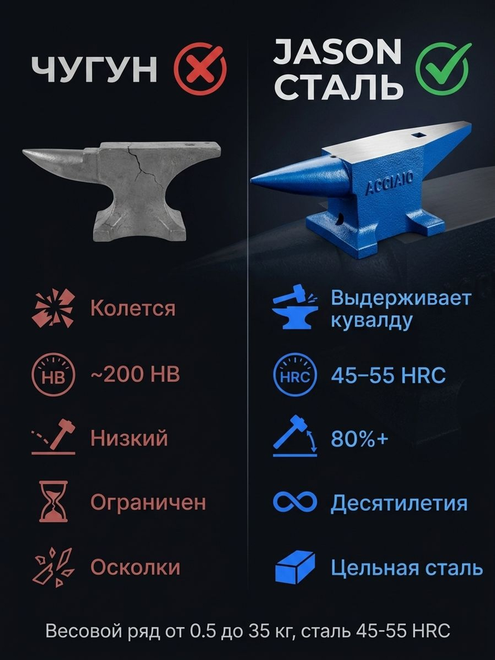Наковальня закаленная 2,5 кг
