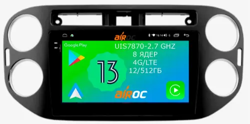 Магнитола для Volkswagen Tiguan 2007-2017 (черный) - Airoc 2K AU-3704B на Android 13, Быстрейшая, SIM-слот