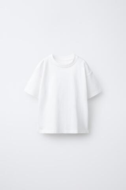 ZARA БАЗОВАЯ ФУТБОЛКА, БЕЛЫЙ