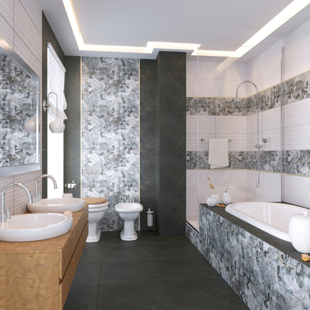 Лауретта черн низ 02 / Lauretta black wall 02  300х900 (1-й сорт)