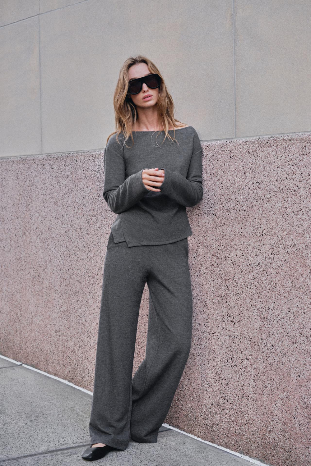ZARA БРЮКИ ИЗ МЯГКОЙ ТКАНИ, ТЕМНО-СЕРЫЙ