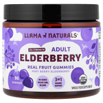 Llama Naturals, бузина для взрослых, натуральные фруктовые жевательные таблетки, с ягодным вкусом, 90 жевательных таблеток