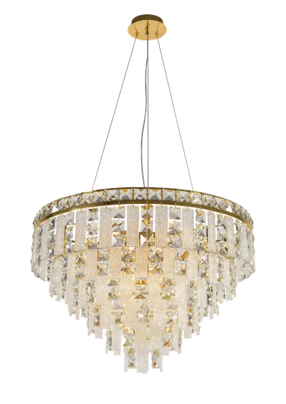 Люстра подвесная NewRgy 2894E/14 GOLD+CLEAR, 14×40 Вт, золотая и прозрачная