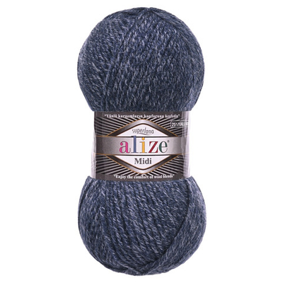 Пряжа Alize (Ализе) Superlana Midi / уп.5 мот. по 100 г, 170м, 805 темно-синий жаспе A