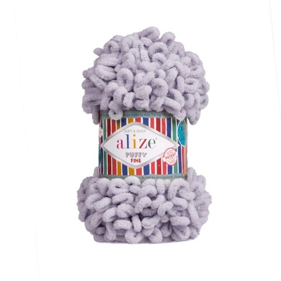 Пряжа Alize (Ализе) Puffy Fine / уп.5 мот. по 100 г, 14м, 268 серый голубь A