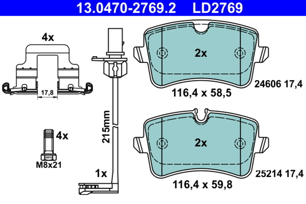 ATE - 13047027692-ATE - Brake Pad Set, disc brake