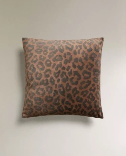 ZARA HOME НАВОЛОЧКА ДЛЯ ДЕКОРАТИВНОЙ ПОДУШКИ С ЛЕОПАРДОВЫМ ПРИНТОМ, КОРИЧНЕВЫЙ