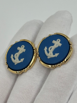 Запонки синие с якорями Wedgwood