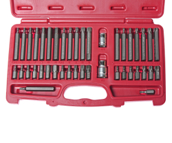 Набор бит 1/2" 3/8" HEX, TORX, SPLINE 6-ти гранных 2 держателя 42 предмета в кейсе JTC