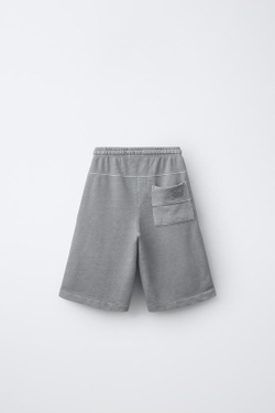 ZARA УДЛИНЕННЫЕ ШОРТЫ ИЗ ФЛИСА, СЕРЫЙ