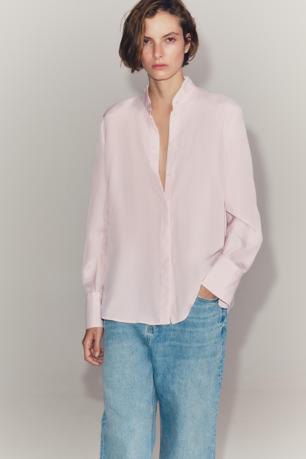 РУБАШКА С КАНТОМ ИЗ 100% ШЕЛКА — ZW COLLECTION — ZARA