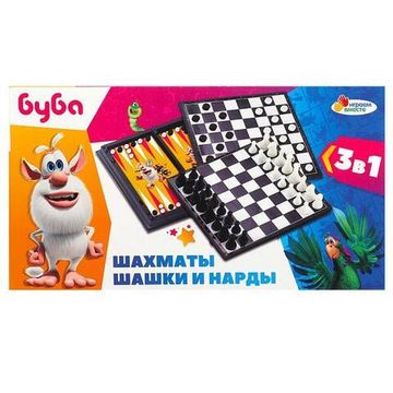 Шахматы магнитные БУБА 3 в 1 (шахматы, шашки, нарды), кор.20*11*2,5см ИГРАЕМ ВМЕСТЕ