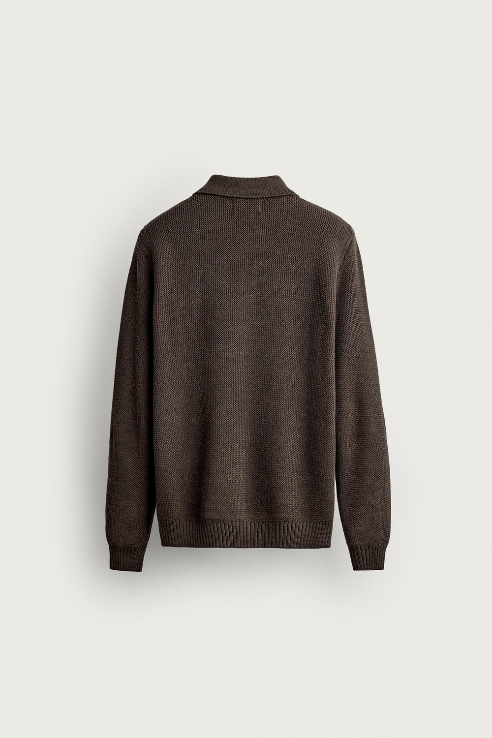 ZARA ПОЛО ИЗ ХЛОПКОВОГО ТРИКОТАЖА, КОРИЧНЕВЫЙ