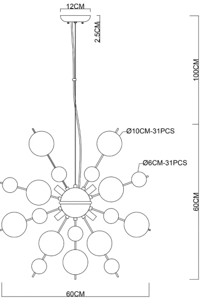 Подвесная люстра Arte Lamp MOLECULE A8313SP-9CC, 9хG9