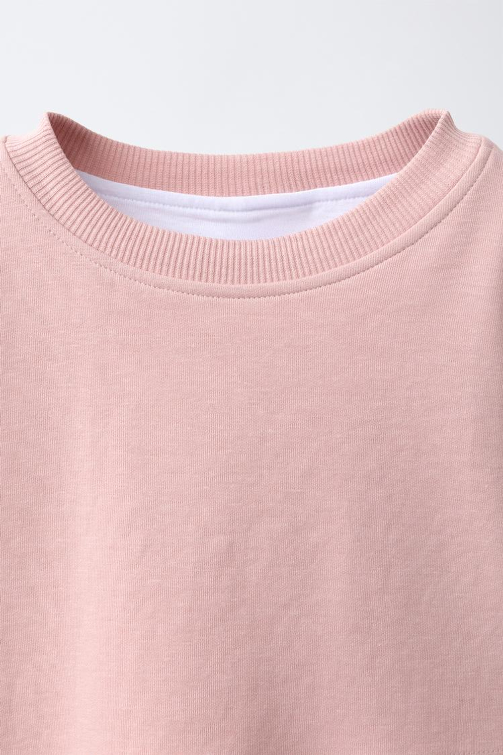 ZARA КОМПЛЕКТ ИЗ ТОЛСТОВКИ И БРЮК WIDE LEG, ЛИНЯЛЫЙ РОЗОВЫЙ