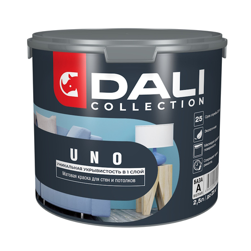 В/д DALI COLLECTION д/стен и потолков UNO укрывистая  База С  белая 2,5л  (Рогнеда)