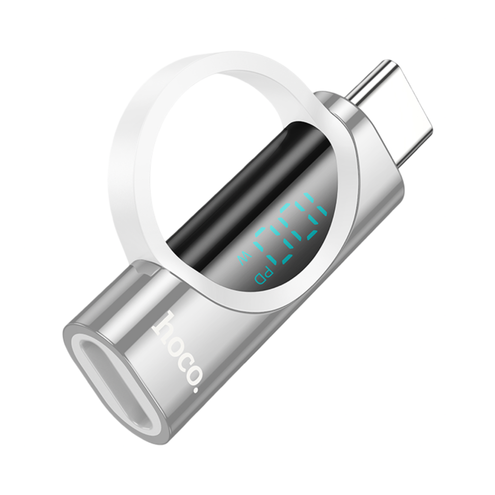 Переходник Hoco UA32 Type-C (папа) на Type-C (мама) серебристый