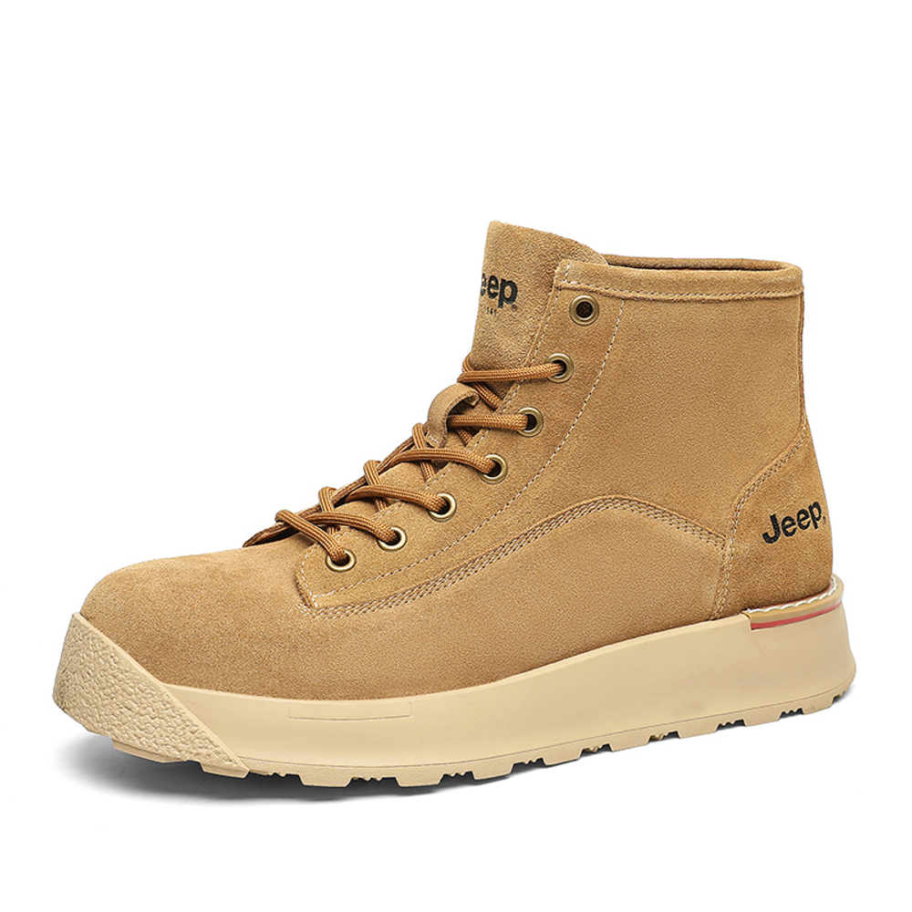 Jeep Cow Split Leather Work Boots Men"s Earth Yellow
