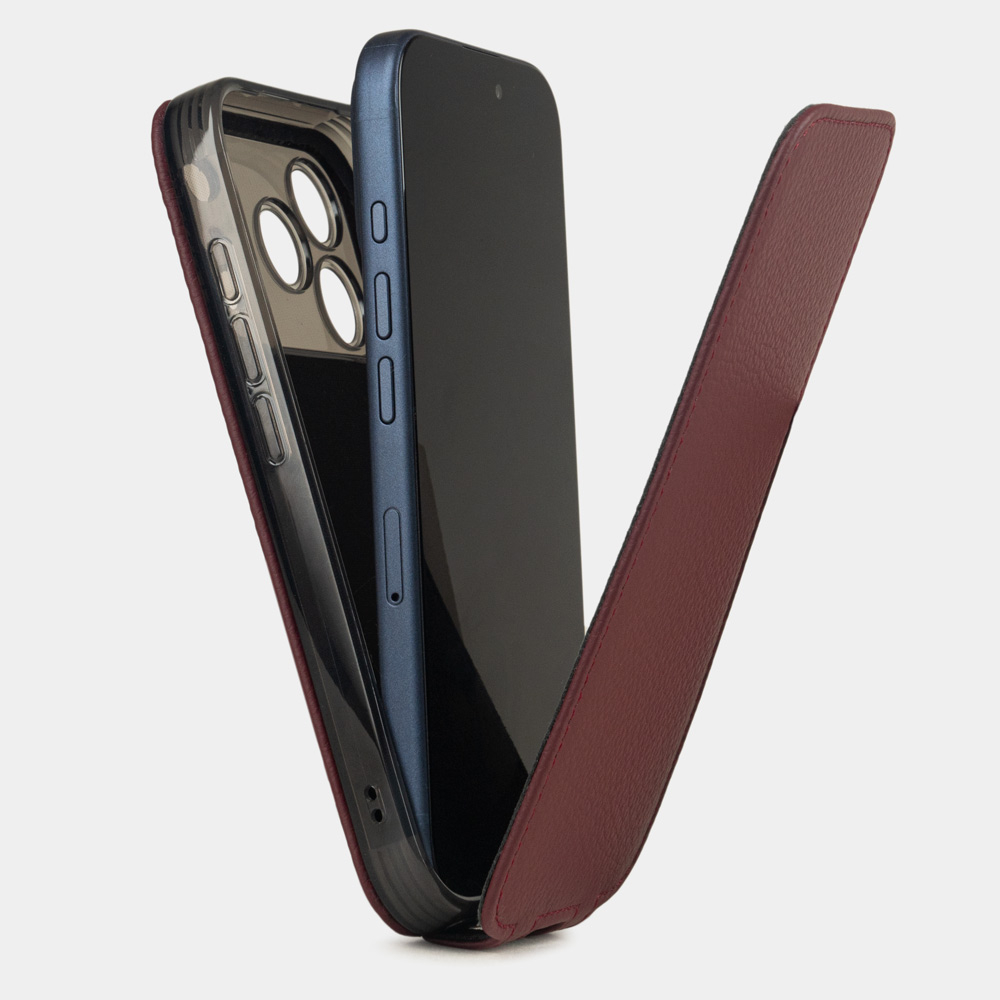 Чехол для iPhone 17 Pro Max - кожа теленка, бордовый