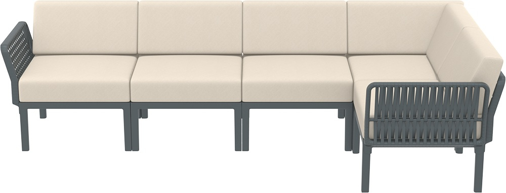 Комплект пластиковой мебели Siesta Contract Portofino Lounge Corner, темно-серый, бежевый