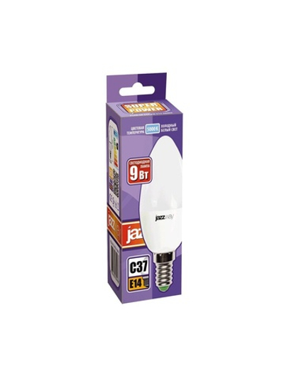 Лампа светодиодная PLED-SP 9Вт C37 свеча 5000К холод. бел. E14 820лм 230В JazzWay 2859488A