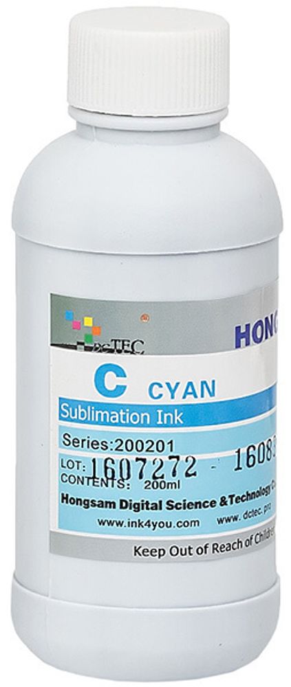 Чернила DCTec — HONGSAM сублимационные для Epson серия: 200201 Cyan (Голубой) 200 мл Чернила DCTec — HONGSAM сублимационные для Epson серия: 200201 Cyan (Голубой) 200 мл