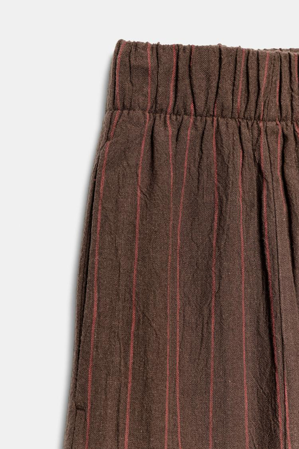 ZARA БРЮКИ В ПОЛОСКУ ИЗ ЛЬНА — ZW COLLECTION, КОРИЧНЕВЫЙ