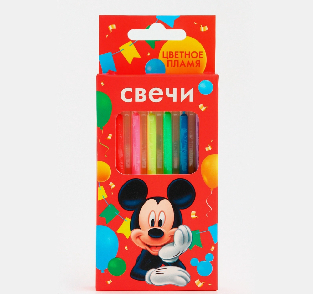 Свечи для торта 6 штук, с цветным пламенем, Микки Маус