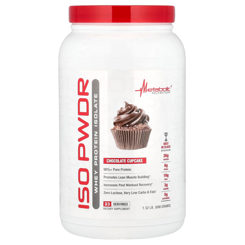 Metabolic Nutrition, ISOpwDR, изолят сывороточного протеина, со вкусом шоколадного кекса, 690 г (1,52 фунта)
