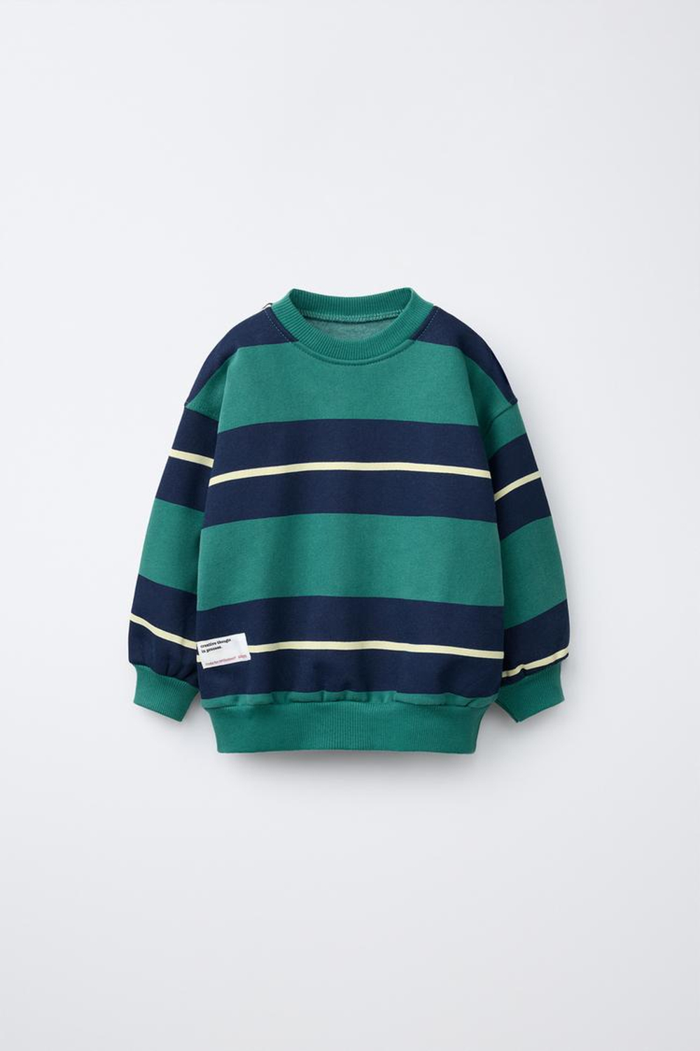 ZARA ТОЛСТОВКА В ПОЛОСКУ, БУТЫЛОЧНО-ЗЕЛЕНЫЙ