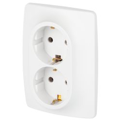 Розетка ЭРА Серия 12 12-2106-01М 2X2P+E Schuko 16А-250В белый матовый | Эра 12