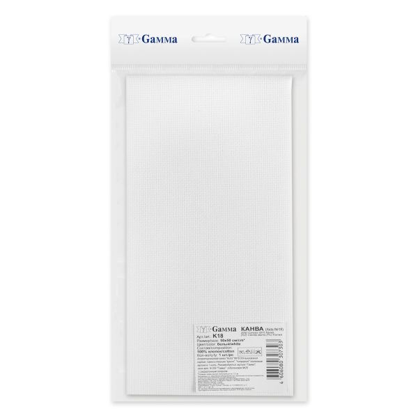 Канва Aida 18 ct, 50х50±2 см, белый, Gamma