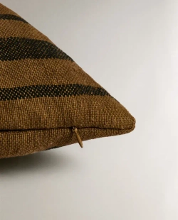 ZARA HOME НАВОЛОЧКА ДЛЯ ДЕКОРАТИВНОЙ ПОДУШКИ С КОНТРАСТНЫМИ ПОЛОСАМИ, КОРИЧНЕВЫЙ