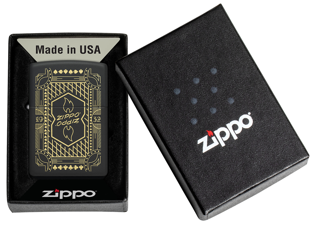 Зажигалка ZIPPO Lines Design с покрытием Black Matte, латунь/сталь, черная, матовая, 38x13x57 мм, шт