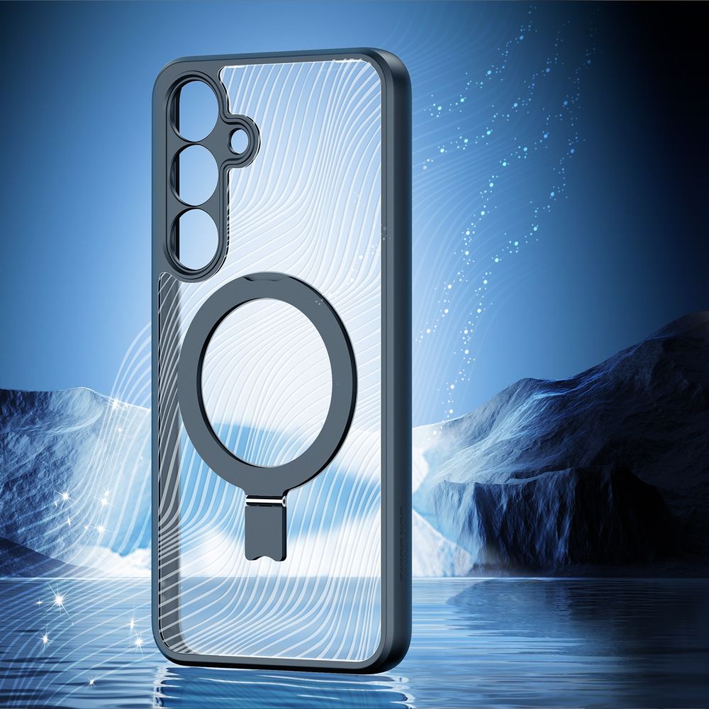 Чехол с MagSafe от Dux Ducis для Samsung Galaxy S25, серия Aimo Mag Series (версия с магнитной откидной подставкой)