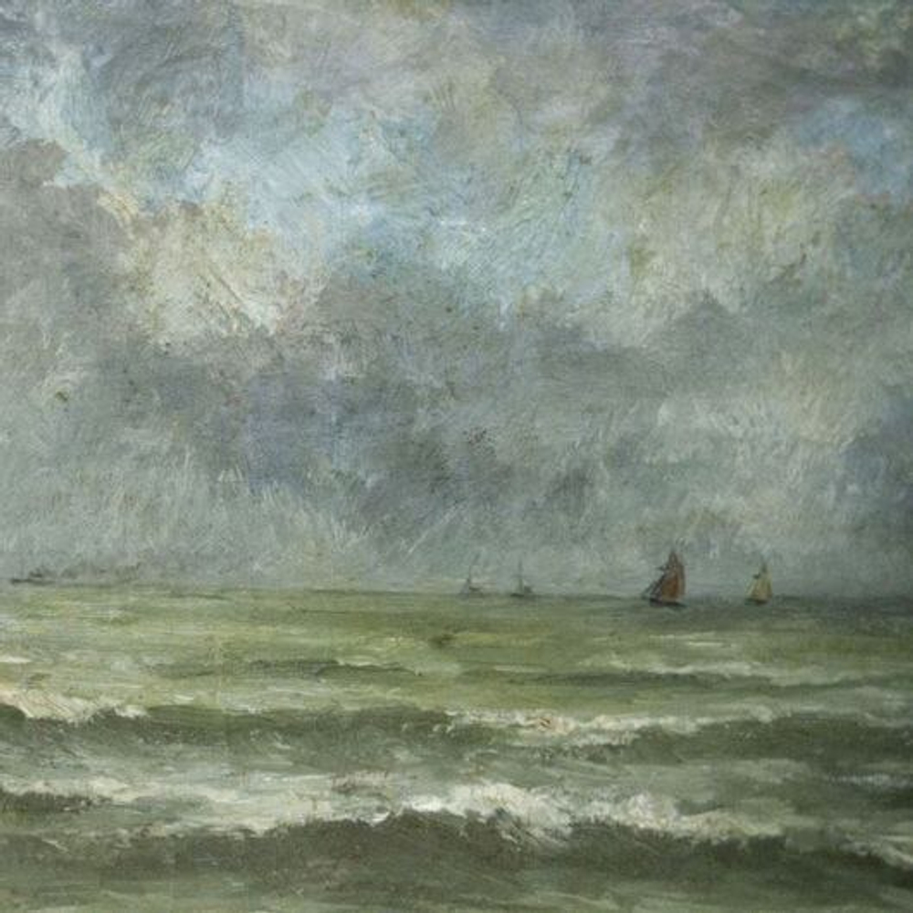 Антикварная картина «Море в ноябре»