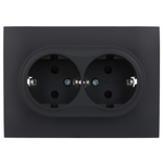 SKANDY Розетка 2-местная с заземлением с защитными шторками 16А в сборе SK-R07G графит IEK
