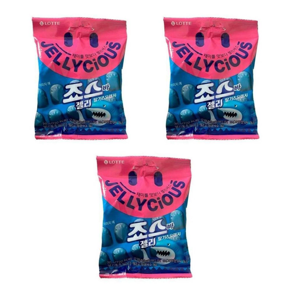 Мармелад Lotte Jellysious Акула апельсин и клубника 70 г