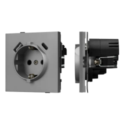 Механизм розетки с USB зарядкой SCT-TENDO-MUAC-PL-GR (230V, 16A) (Arlight, -) 054088