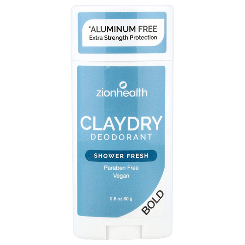 Zion Health, Bold, ClayDry Deodorant, Shower Fresh, 2,8 унции (80 г)