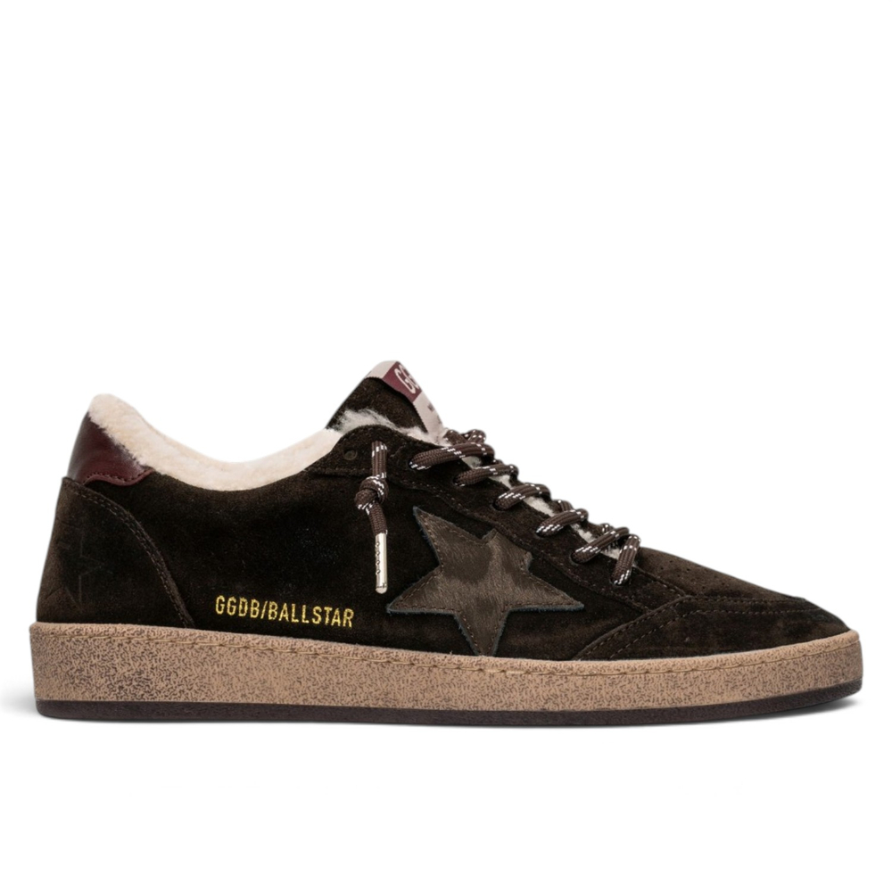 Women's Winter Golden Goose Ball Star in Brown Suede with Brown Star