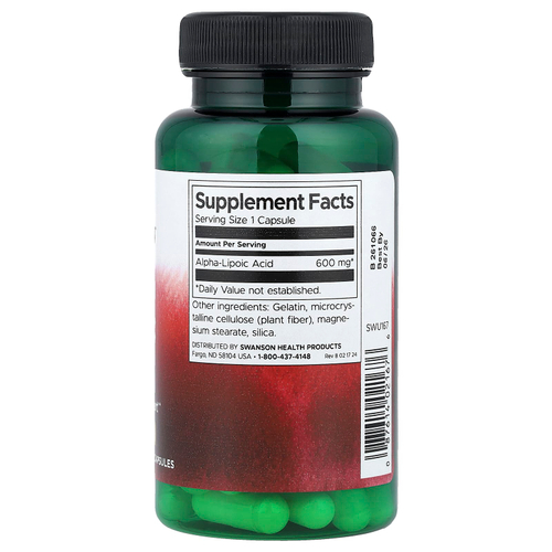 Swanson Vitamins, Альфа-липоевая кислота, 600 мг, 60 капсул