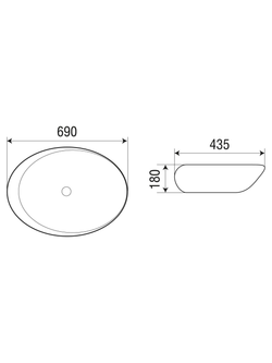 Раковина накладная WeltWasser WW  ELBACH 1094 690х435х180
